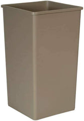 Rubbermaid - 50 Gal Gray Square Trash Can - Polyethylene, 34-1/4" High x 19-1/2" Long x 19-1/2" Wide - Apex Tool & Supply