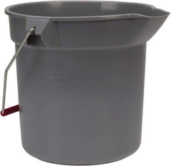 Rubbermaid - 10 Qt, 10-1/4" High, High-Density Polyethylene Round Gray Single Pail with Pour Spout - Handle Included, 10-1/2" Top Diam - Apex Tool & Supply