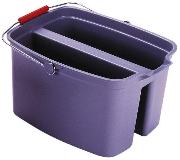 Rubbermaid - 19 Qt Plastic Double Pail - 9" Long x 10" High x 14-1/2" Wide, Gray, Steel Handle - Apex Tool & Supply