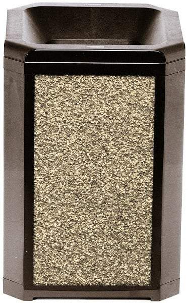 Rubbermaid - 20 Gal Brown Square Trash Can - Polycarbonate, 30-1/2" High x 21" Long x 21" Wide - Apex Tool & Supply