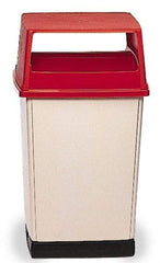 Rubbermaid - Rectangle Lid for Use with 56 Gal Rectangular Trash Cans - Red, Polyethylene, For Glutton Trash Cans - Apex Tool & Supply