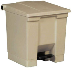 Rubbermaid - 8 Gal Rectangle Unlabeled Trash Can - 17-1/8" High x 16-1/4" Long x 15-3/4" Wide, White, High-Density Polyethylene (Base), Polypropylene (Lid) - Apex Tool & Supply