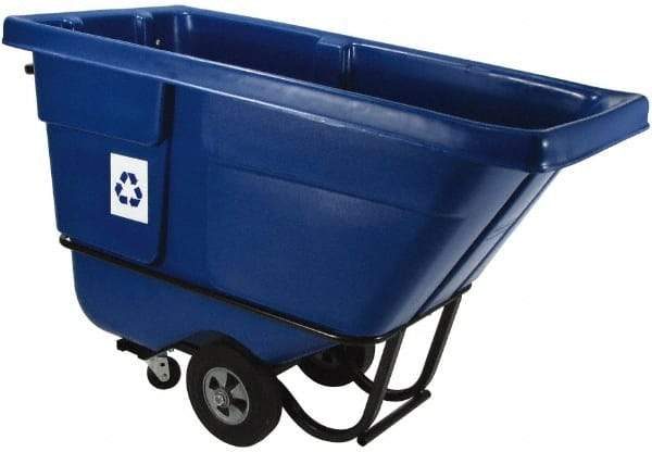 Rubbermaid - 1/2 Cu Yd Blue Rectangle Recycling Container - Polyethylene, 38-5/8" High x 60-1/2" Long x 28" Wide - Apex Tool & Supply