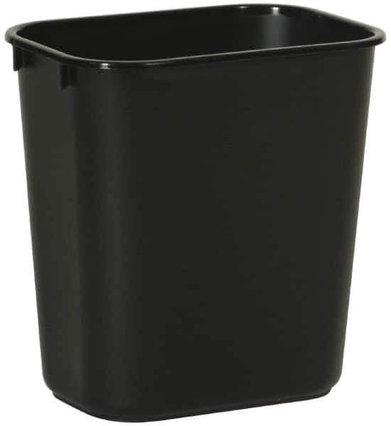 Rubbermaid - 14 Qt Black Rectangle Trash Can - Polyethylene, 12-1/8" High x 11-3/8" Long x 8-1/4" Wide - Apex Tool & Supply