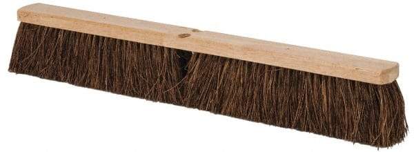PRO-SOURCE - 16" Rough Surface Palmyra Push Broom - 6-1/4" Bristle Length, Wood Block, Tapered Handle Connection - Apex Tool & Supply