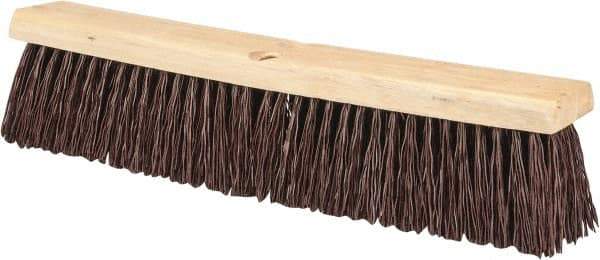 PRO-SOURCE - 18" Heavy Duty Polypropylene Push Broom - 3-1/4" Bristle Length, Wood Block, Threaded Handle Connection, Handle Sold Separately - Apex Tool & Supply