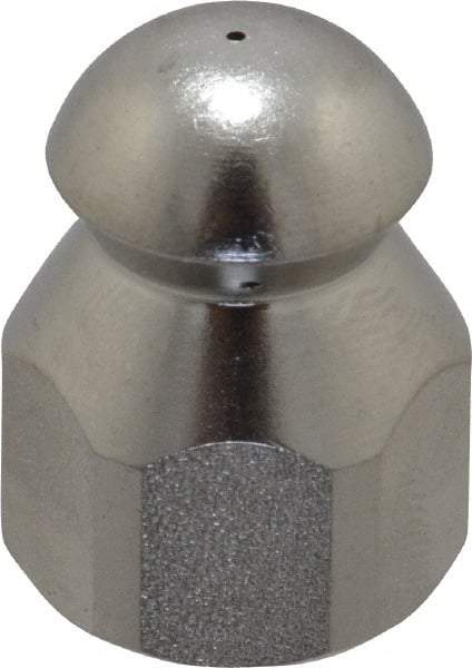PRO-SOURCE - 4,200 psi Fixed, Stainless Steel, Sewer Pressure Washer Nozzle - 4.5mm Orifice Diam, 1/4" Thread, FPT, Polished - Apex Tool & Supply