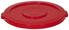 Continental - Round Lid for Use with 32 Gal Round Trash Cans - Red, Polyethylene, For Huskee Trash Cans - Apex Tool & Supply