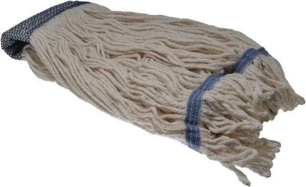 PRO-SOURCE - 5" White Head Band, Large Blended Fiber Large #24 Loop End Mop Head - 4 Ply, Clamp Jaw Connection, Use for General Purpose - Apex Tool & Supply