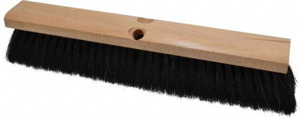 PRO-SOURCE - 16" General Purpose Horsehair Push Broom - 3" Bristle Length, Wood Block, Threaded Handle Connection, Handle Sold Separately - Apex Tool & Supply