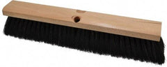PRO-SOURCE - 16" General Purpose Horsehair Push Broom - 3" Bristle Length, Wood Block, Threaded Handle Connection, Handle Sold Separately - Apex Tool & Supply