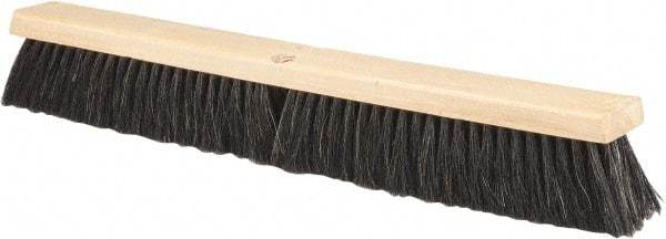 PRO-SOURCE - 24" General Purpose Horsehair Push Broom - 3" Bristle Length, Wood Block, Threaded Handle Connection, Handle Sold Separately - Apex Tool & Supply