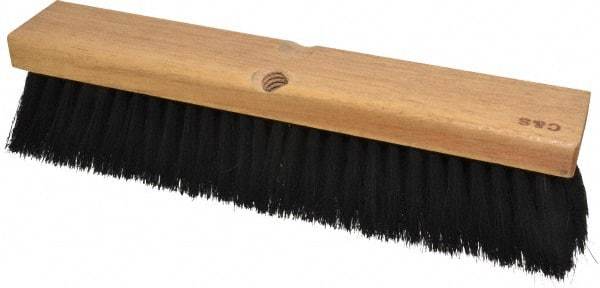 PRO-SOURCE - 14" General Purpose Horsehair Blend Push Broom - 3" Bristle Length, Wood Block, Threaded Handle Connection, Handle Sold Separately - Apex Tool & Supply