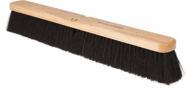 PRO-SOURCE - 24" General Purpose Horsehair Blend Push Broom - 3" Bristle Length, Wood Block, Threaded Handle Connection, Handle Sold Separately - Apex Tool & Supply