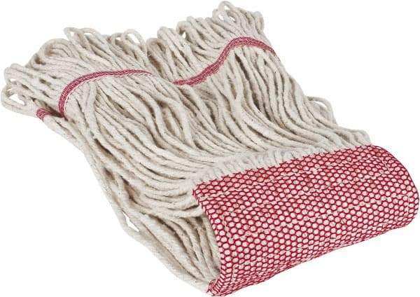 PRO-SOURCE - 5" Red Head Band, Medium Cotton Loop End Mop Head - 4 Ply, Clamp Jaw Connection, Use for General Purpose - Apex Tool & Supply