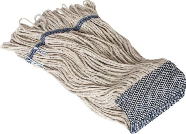 PRO-SOURCE - 5" Blue Head Band, X-Large Cotton Loop End Mop Head - 4 Ply, Clamp Jaw Connection, Use for Finishing - Apex Tool & Supply