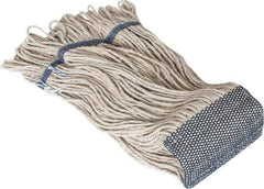 PRO-SOURCE - 5" Blue Head Band, X-Large Cotton Loop End Mop Head - 4 Ply, Clamp Jaw Connection, Use for Finishing - Apex Tool & Supply