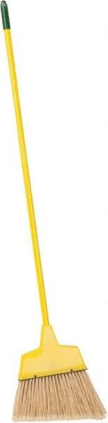 PRO-SOURCE - 12" Wide, Yellow Polypropylene Bristles, Vinyl-Coated Metal Handle, Angled Broom - Flagged, Water Resistant - Apex Tool & Supply