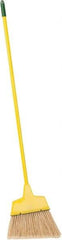 PRO-SOURCE - 12" Wide, Yellow Polypropylene Bristles, Vinyl-Coated Metal Handle, Angled Broom - Flagged, Water Resistant - Apex Tool & Supply