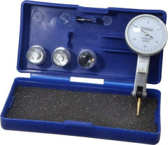 Fowler - 0.03 Inch Range, 0.0005 Inch Dial Graduation, Horizontal Dial Test Indicator - 1 Inch White Dial, 0-15-0 Dial Reading - Apex Tool & Supply