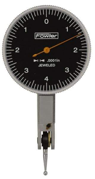 Fowler - 0.0001 Inch Dial Graduation, Dial Test Indicator - 1 Inch Black Dial, 0-4-0 Dial Reading - Apex Tool & Supply