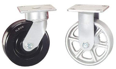 Albion - 5" Diam x 2" Wide x 6-1/2" OAH Top Plate Mount Rigid Caster - Phenolic, 1,000 Lb Capacity, Roller Bearing, 4 x 4-1/2" Plate - Apex Tool & Supply