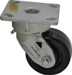 Albion - 4" Diam x 2" Wide x 5-5/8" OAH Top Plate Mount Swivel Caster - Phenolic, 800 Lb Capacity, Roller Bearing, 4 x 4-1/2" Plate - Apex Tool & Supply