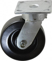 Albion - 6" Diam x 2" Wide x 7-1/2" OAH Top Plate Mount Swivel Caster - Phenolic, 1,200 Lb Capacity, Roller Bearing, 4 x 4-1/2" Plate - Apex Tool & Supply