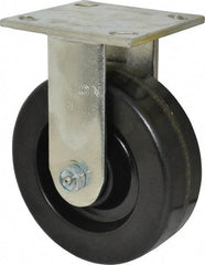 Albion - 6" Diam x 2" Wide x 7-1/2" OAH Top Plate Mount Rigid Caster - Phenolic, 1,200 Lb Capacity, Roller Bearing, 4 x 4-1/2" Plate - Apex Tool & Supply