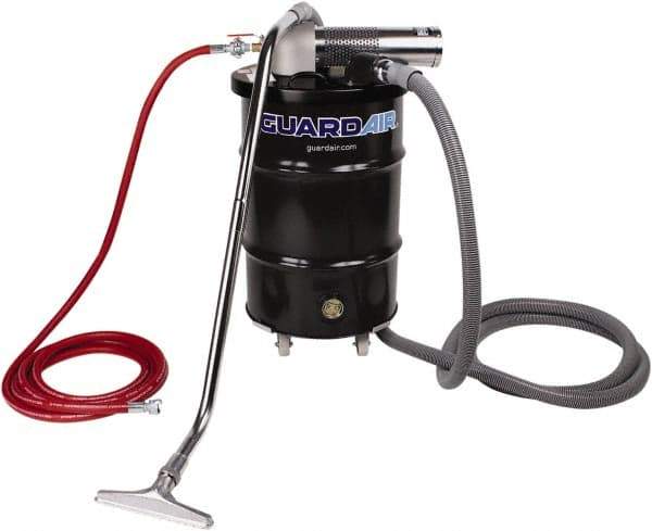 Guardair - 30 Gal Steel Tank, Air Powered Pneumatic Canister Wet/Dry Vacuum - 10 Peak hp, 20' Hose Fitting, Cartridge Filter, Accessories Included - Apex Tool & Supply