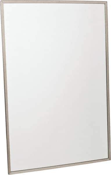 Made in USA - 24 Inch Wide x 36 Inch High, Theft Resistant Rectangular Glass Washroom Mirror - Stainless Steel Frame - Apex Tool & Supply