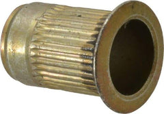 Made in USA - 3/8-16, 0.53 Insert Diam, 0.805" OAL, Sealed Head Open End Threaded Insert - 0.5312" Hole Diam, 0.685" Head Diam, 1008/1010 Steel, Clear Protective Coating & Zinc Yellow Dichromate Finish - Apex Tool & Supply