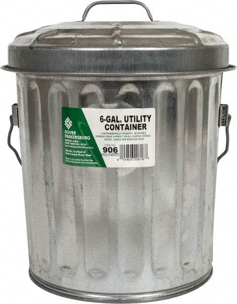PRO-SOURCE - Galvanized Metal Pail with Lid - Galvanized Metal, 12-1/8" High - Apex Tool & Supply