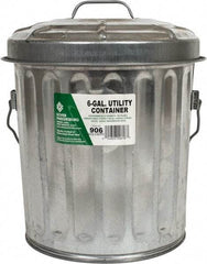 PRO-SOURCE - Galvanized Metal Pail with Lid - Galvanized Metal, 12-1/8" High - Apex Tool & Supply