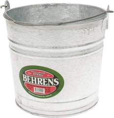 PRO-SOURCE - 10 Qt, 10-1/4" High, Galvanized Steel Round Gray Single Pail - Handle Included, 11" Top Diam - Apex Tool & Supply