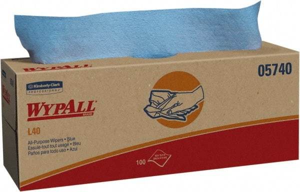 WypAll - L40 Dry General Purpose Wipes - Pop-Up, 9-3/4" x 16-3/8" Sheet Size, Blue - Apex Tool & Supply