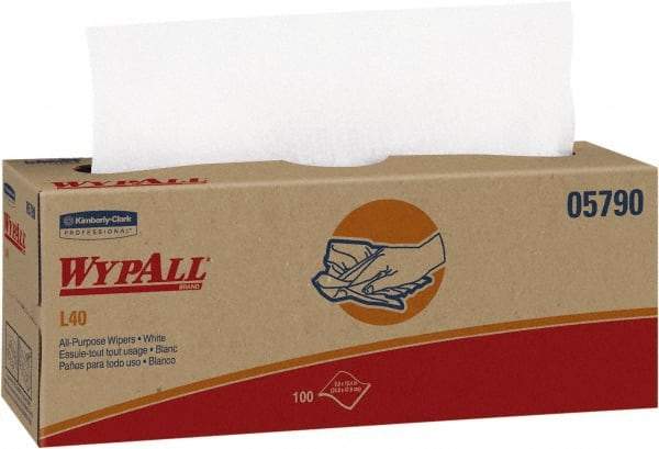 WypAll - L40 Dry General Purpose Wipes - Pop-Up, 9-3/4" x 16-3/8" Sheet Size, White - Apex Tool & Supply