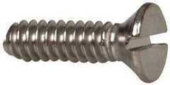 Value Collection - #6-32 UNC, 1/2" OAL Slotted Drive Machine Screw - Flat Head, Grade 316 Stainless Steel, Uncoated, Without Washer - Apex Tool & Supply