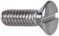 Value Collection - #8-32 UNC, 1/2" OAL Slotted Drive Machine Screw - Flat Head, Grade 316 Stainless Steel, Uncoated, Without Washer - Apex Tool & Supply