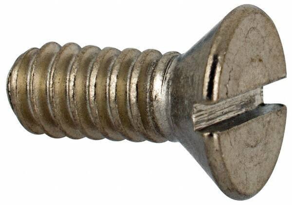Value Collection - #10-24 UNC, 1/2" OAL Slotted Drive Machine Screw - Flat Head, Grade 316 Stainless Steel, Uncoated, Without Washer - Apex Tool & Supply