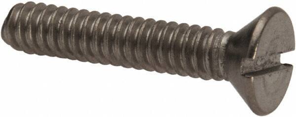 Value Collection - #10-24 UNC, 1" OAL Slotted Drive Machine Screw - Flat Head, Grade 316 Stainless Steel, Uncoated, Without Washer - Apex Tool & Supply