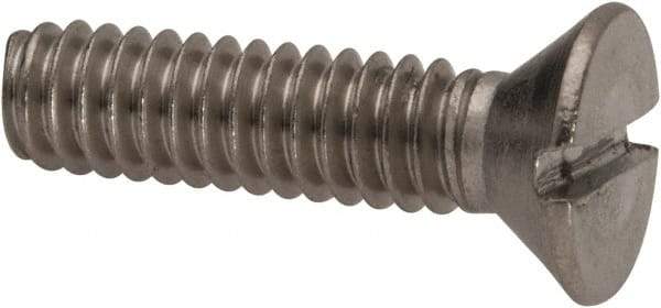 Value Collection - 1/4-20 UNC, 1" OAL Slotted Drive Machine Screw - Flat Head, Grade 316 Stainless Steel, Uncoated, Without Washer - Apex Tool & Supply