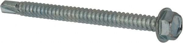 Value Collection - 1/4", Hex Washer Head, Hex Drive, 3" Length Under Head, #3 Point, Self Drilling Screw - Grade 1016-1024 Steel, Zinc-Plated Finish - Apex Tool & Supply