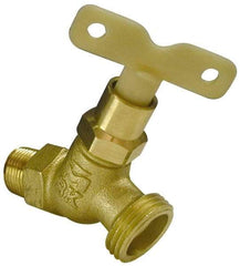 B&K Mueller - 1/2" Pipe, 125 psi WOG Rating, Brass Hose Bibb, Stop Valve - Loose Key Handle, MNPT x GHT End Connections - Apex Tool & Supply