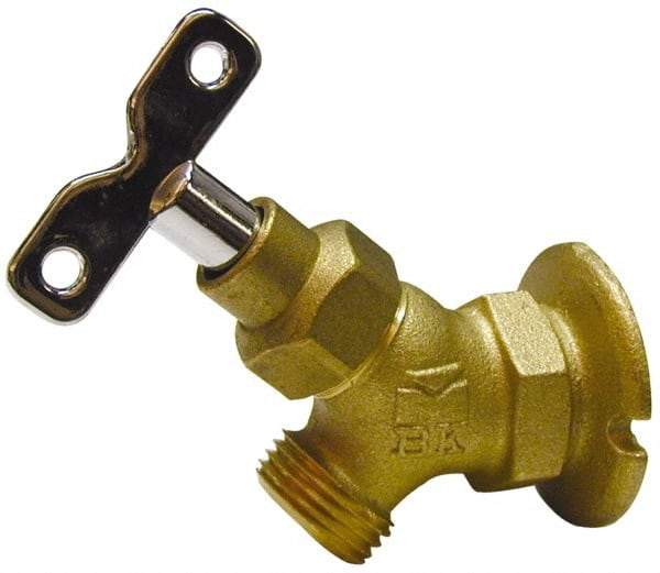 B&K Mueller - 3/4" Pipe, Brass Coated Brass Sillcock with Lockshield - Loosekey Handle, FNPT x GHT End Connections, 150 psi WOG Rating - Apex Tool & Supply