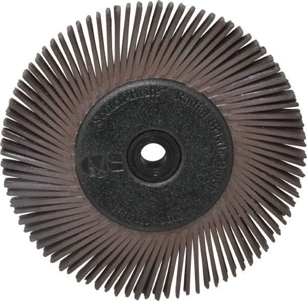 3M - 6" Diam, 1/2" Max Face Width, Plain Hole Radial Bristle Brush - 36 Grit, Very Coarse Grade, 6,000 Max RPM, Dark Brown - Apex Tool & Supply