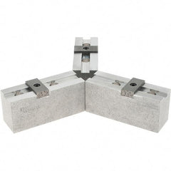 Abbott Workholding Products - 10" & Up Chuck Capacity, Tongue & Groove Attachment, Square Soft Lathe Chuck Jaw - 3 Jaws, Aluminum, 2-1/8" Btw Mount Hole Ctrs, 4-1/2" Long x 1-1/2" Wide x 2" High, 1/2" Groove, 1/2" Fastener - Apex Tool & Supply