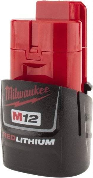 Milwaukee Tool - 12 Volt Lithium-Ion Power Tool Battery - 1.5 Ahr Capacity, 1 hr Charge Time, Series M12 RED - Apex Tool & Supply