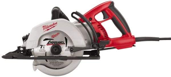 Milwaukee Tool - 15 Amps, 7-1/4" Blade Diam, 4,400 RPM, Electric Circular Saw - 120 Volts, Diamond Arbor Hole, Left Blade - Apex Tool & Supply