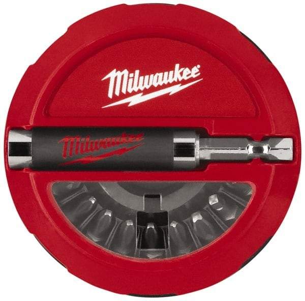Milwaukee Tool - 20 Piece, 1/4" Drive Screwdriver Insert Bit Set - #1, 2 & 3 Phillips, T15 to T25 Torx, #1, #2 & #3 Square Recess, SL6-8 to SL8-10 Slotted - Apex Tool & Supply